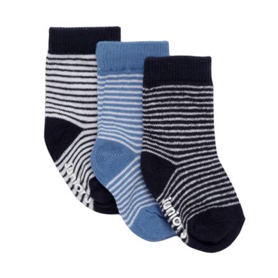 Designer pack of three babies navy striped socks